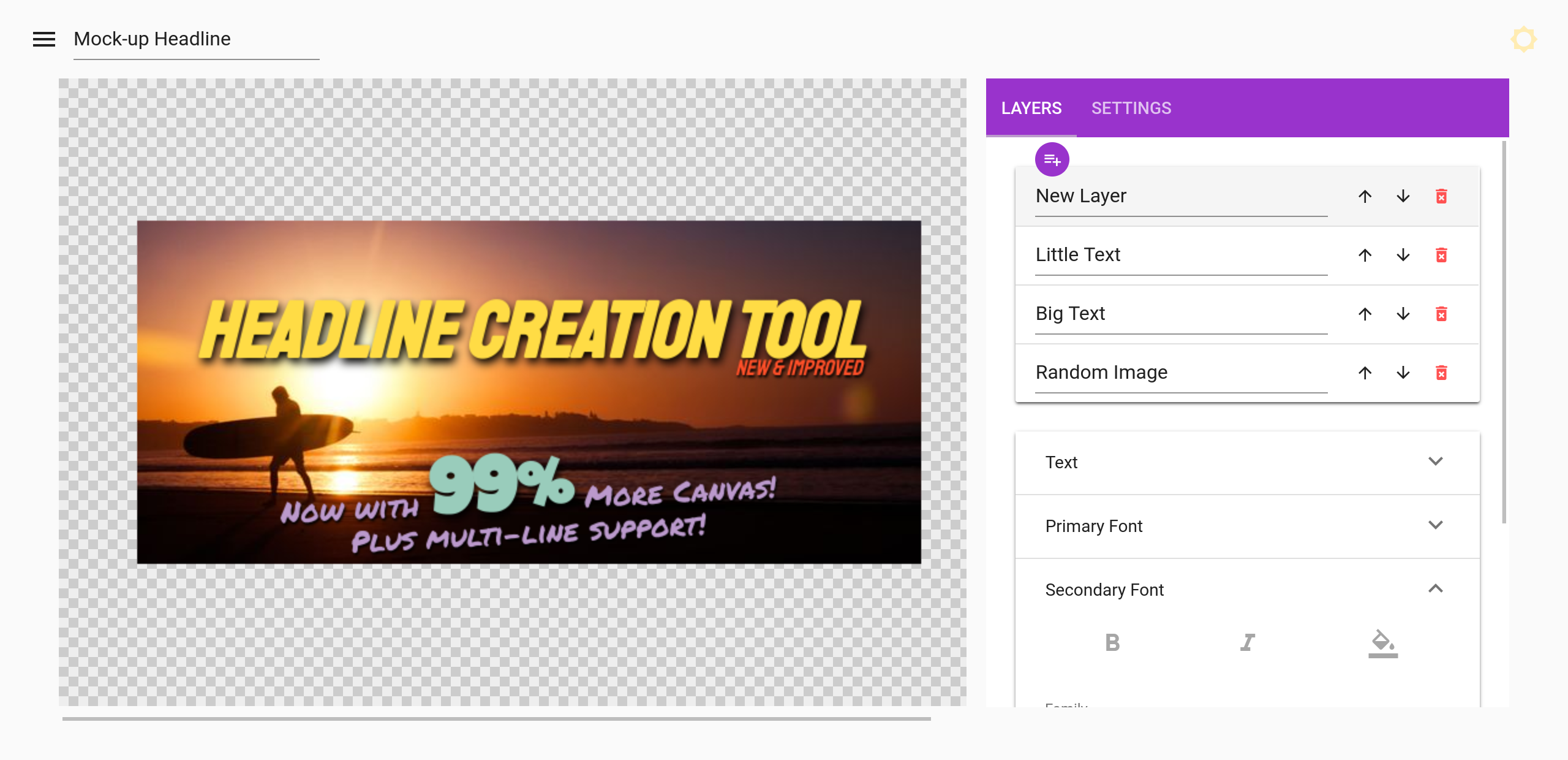 Headline Creation Tool old preview