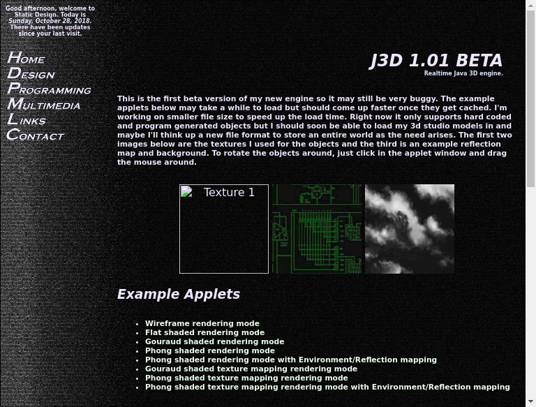 Static Design Java 3D applet